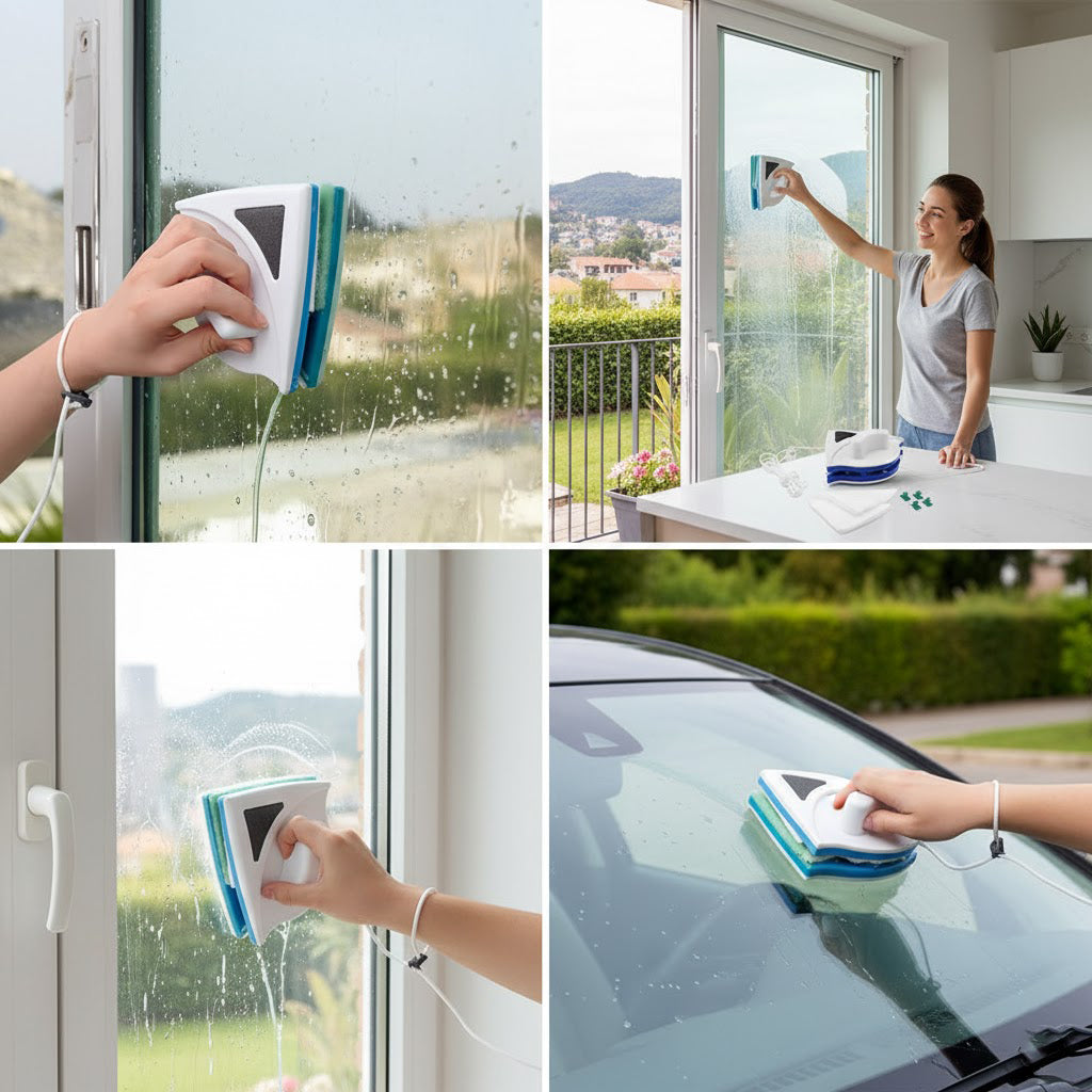 Limpiacristales magnético de doble cara