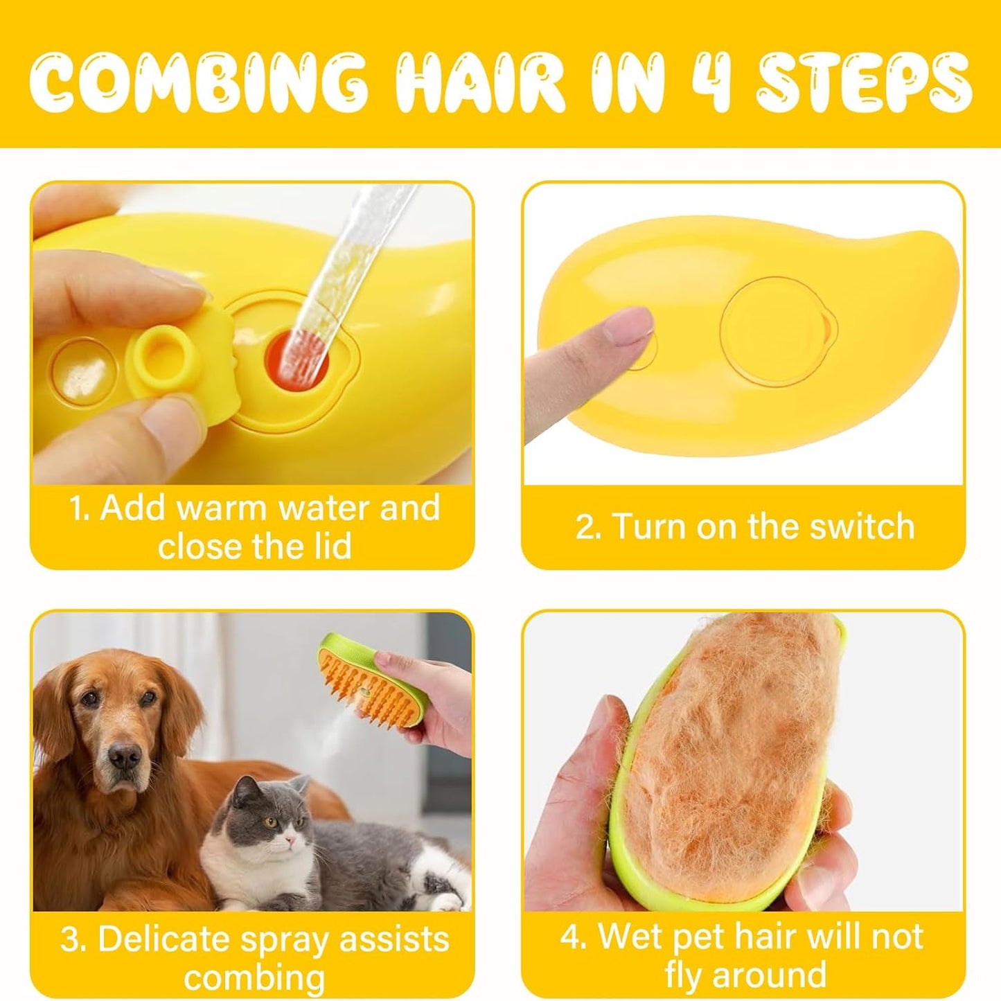 Cepillo mascotas con vaporizador