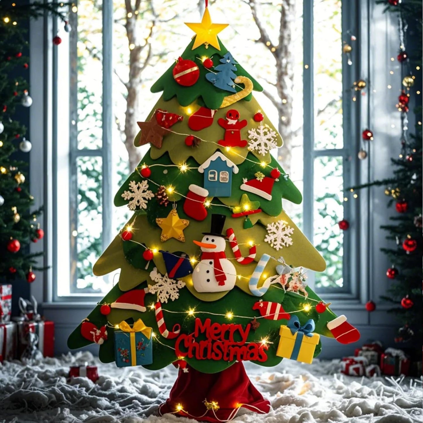 Árbol de Navidad de fieltro DIY (32pcs)