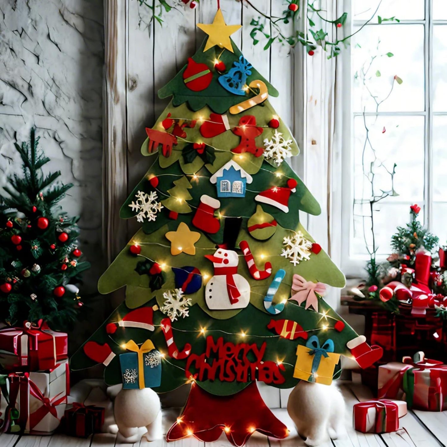Árbol de Navidad de fieltro DIY (32pcs)