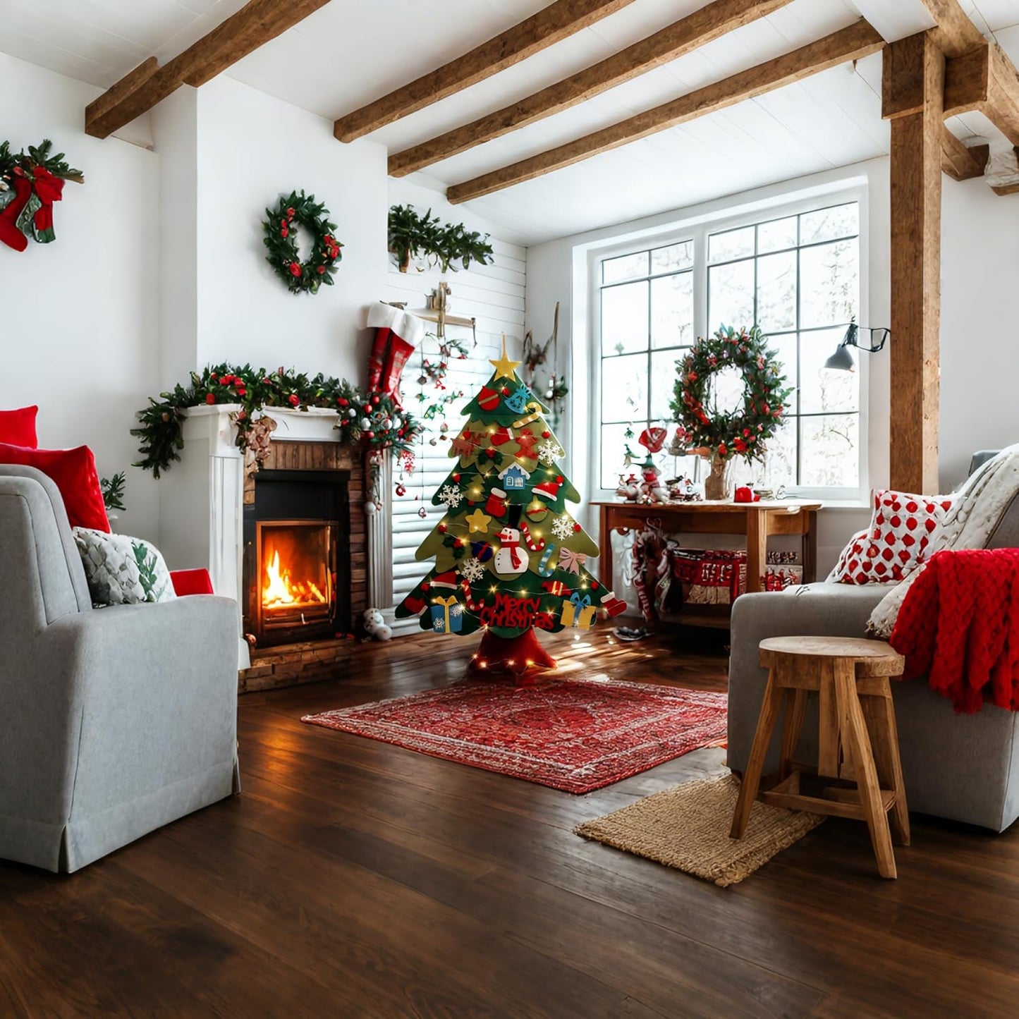 Árbol de Navidad de fieltro DIY (32pcs)