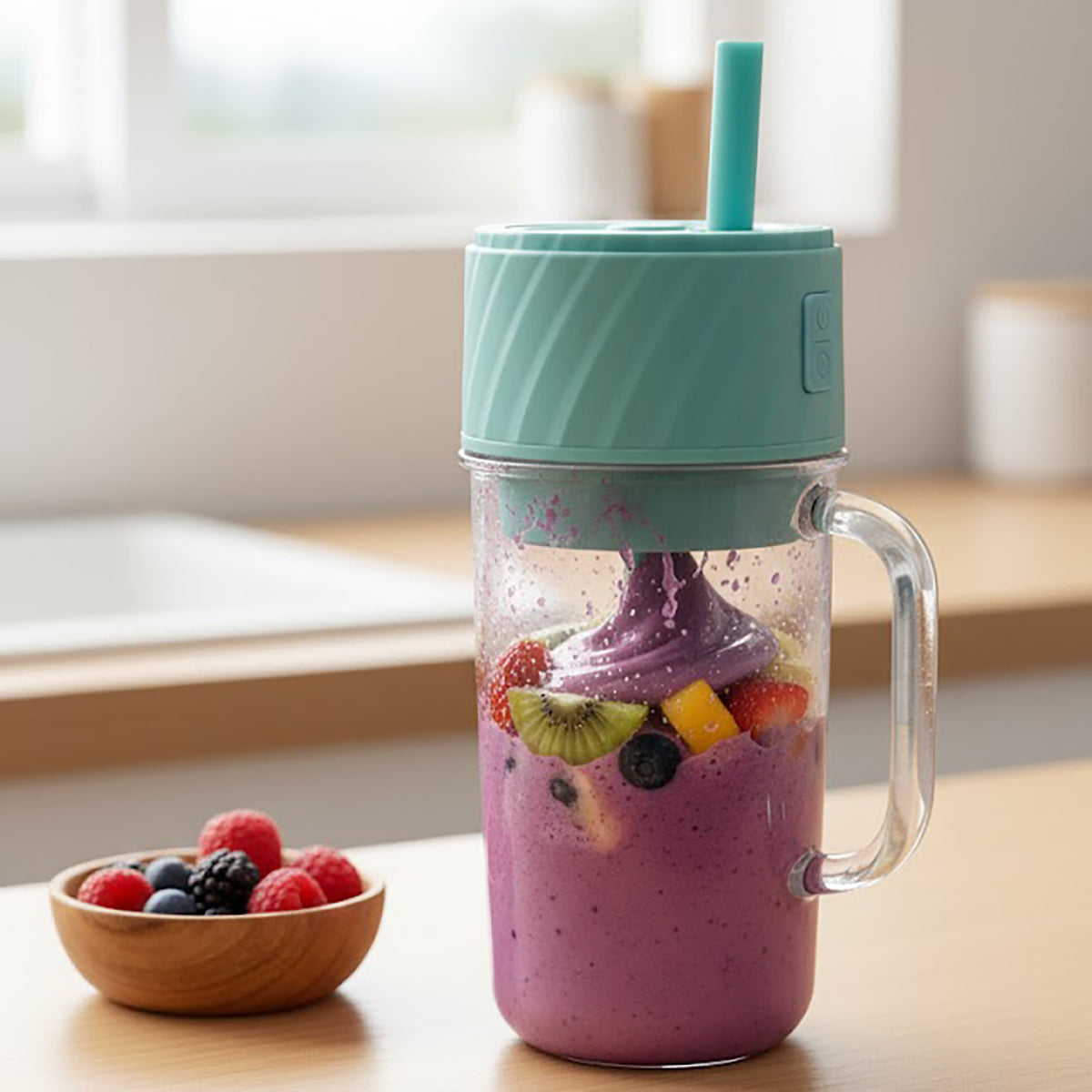 Batidora portátil con pajita