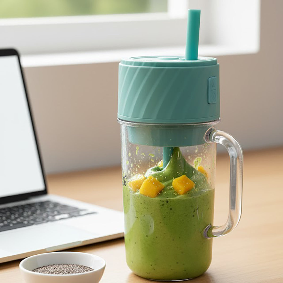 Batidora portátil con pajita