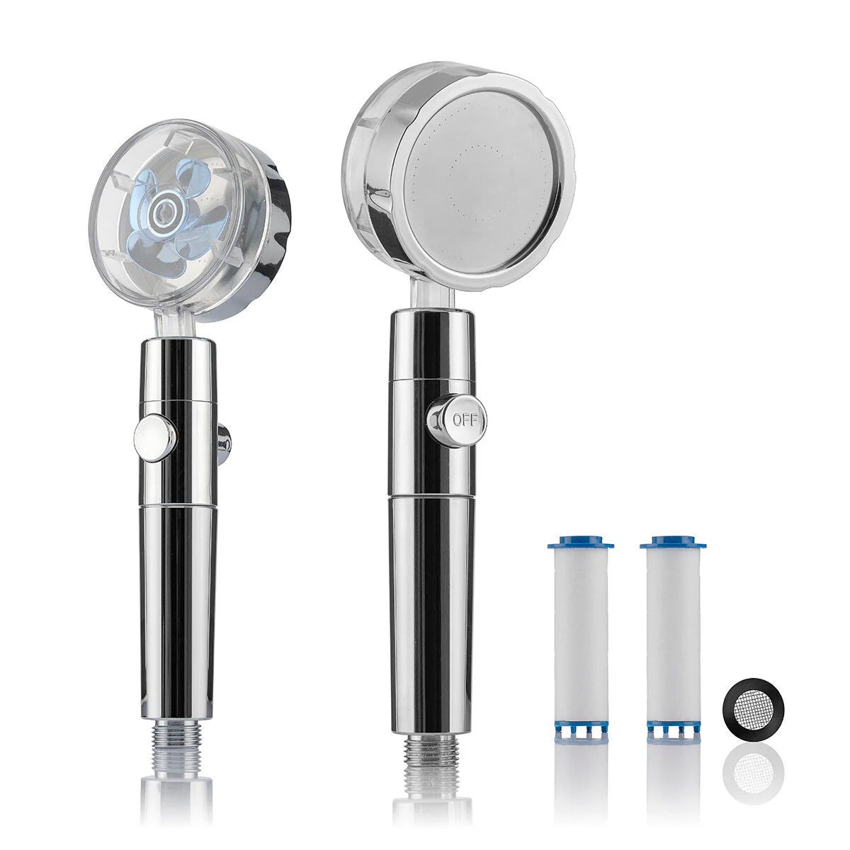 Ecoducha con hélice de presión y filtro purificador